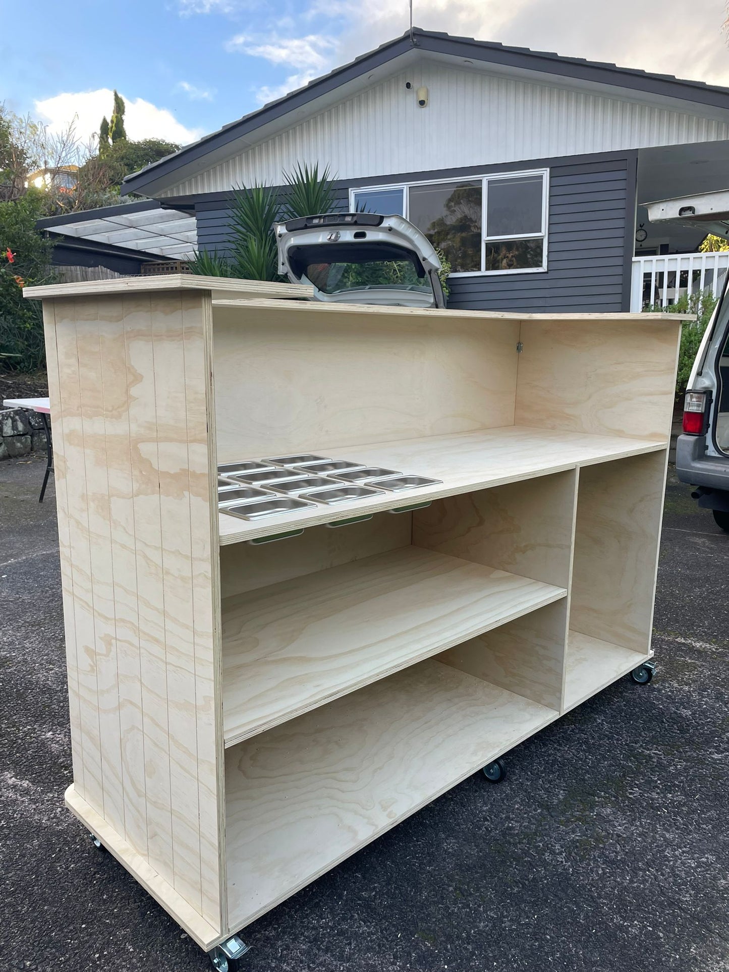 Grooved Food Cart on Wheels