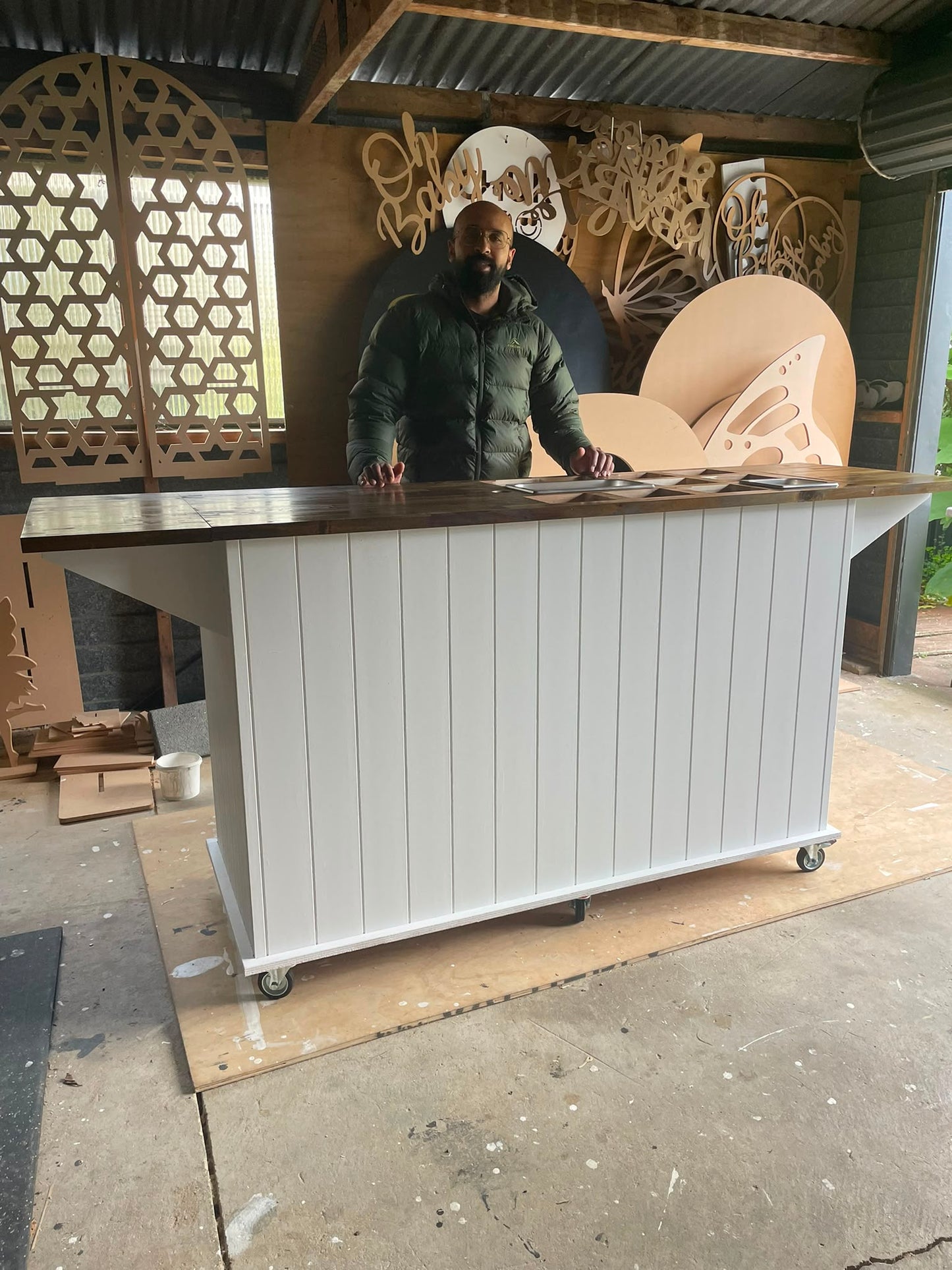 2.1m Long (with wings) Charcuterie Cart